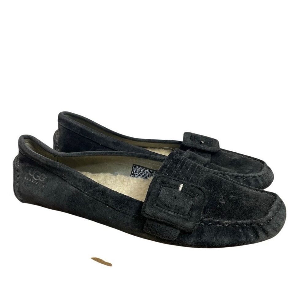 UGG Retreat 5767 Black Suede‎ Shearling Lined Driving Loafer Moccasin Womens 7